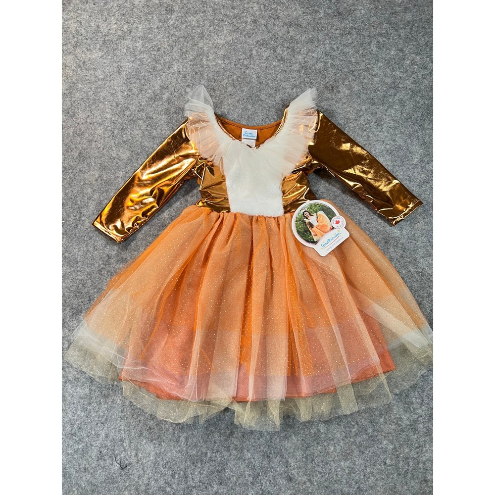 Great Pretenders Dress Girl 7-8 Orange Tulle Woodland Fox Halloween Costume